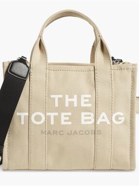 Marc Jacobs Beige Canvas Mini Tote with Black Strap